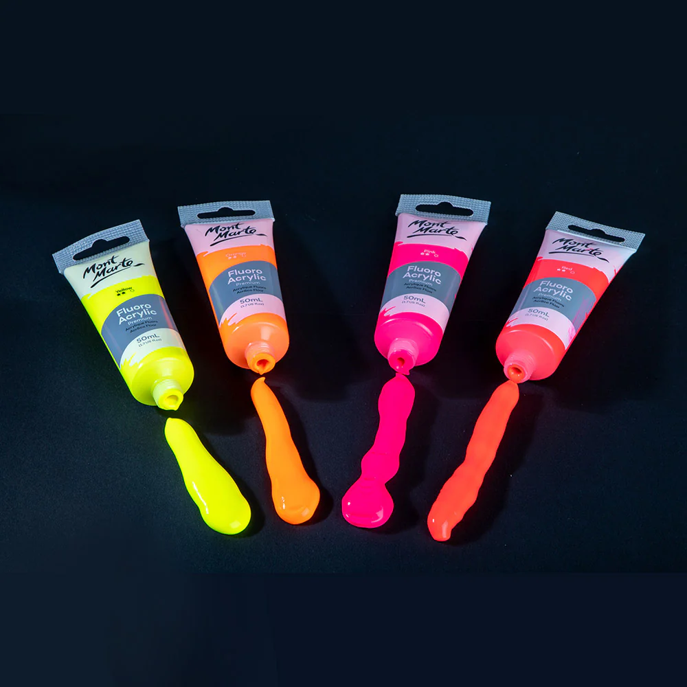 Fluoro Acrylic Paint Premium 50ml Tube - Orange - Image 5