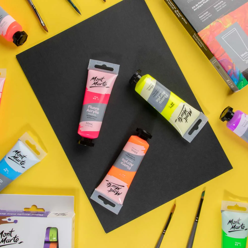 Fluoro Acrylic Paint Premium 50ml Tube - Orange - Image 9