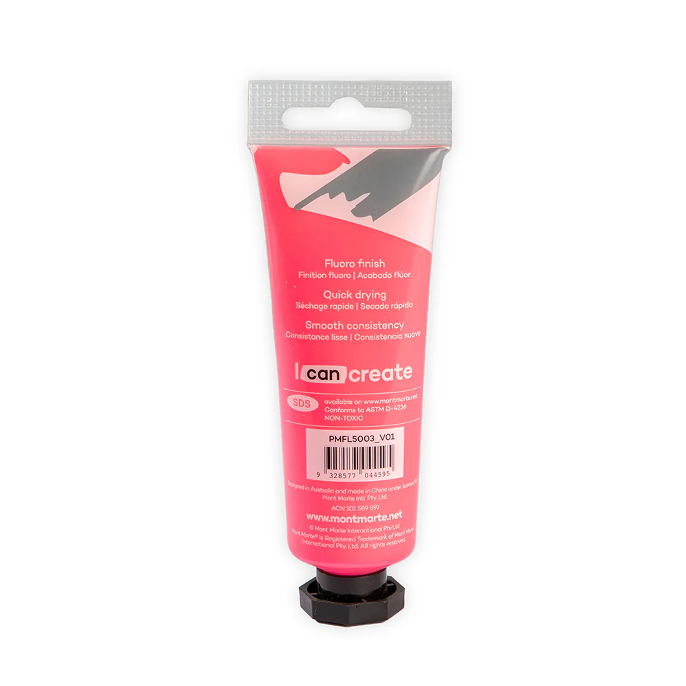 Fluoro Acrylic Paint Premium 50ml Tube - Pink - Image 3