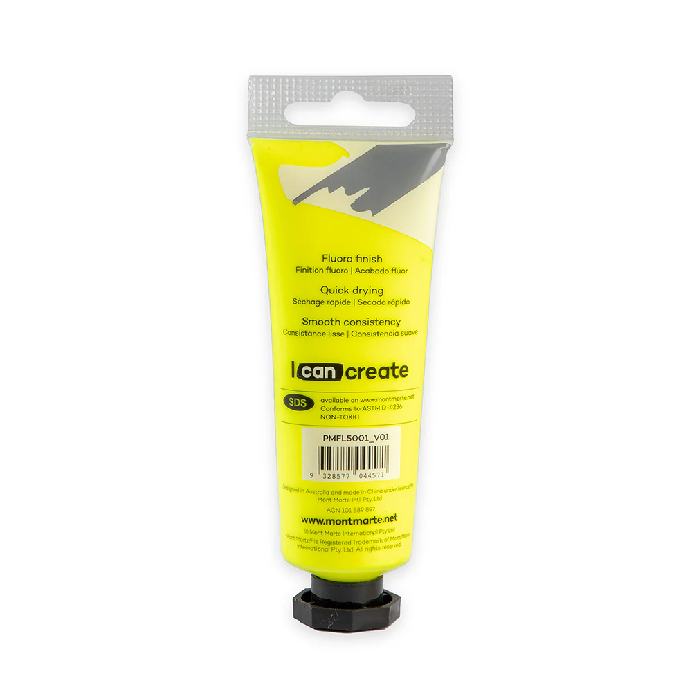 Fluoro Acrylic Paint Premium 50ml Tube - Yellow - Image 3