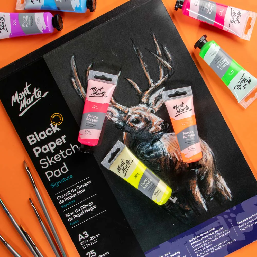 Fluoro Acrylic Paint Premium 50ml Tube - Yellow - Image 9