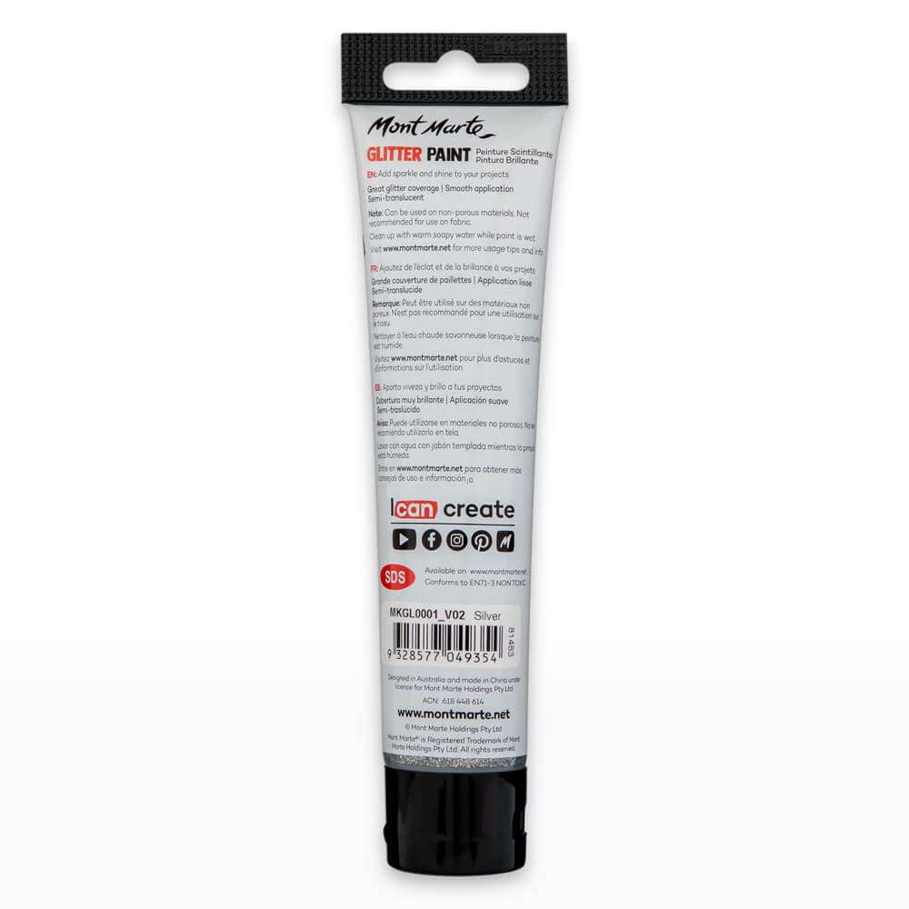 Glitter Paint 75ml - Silver - Image 3