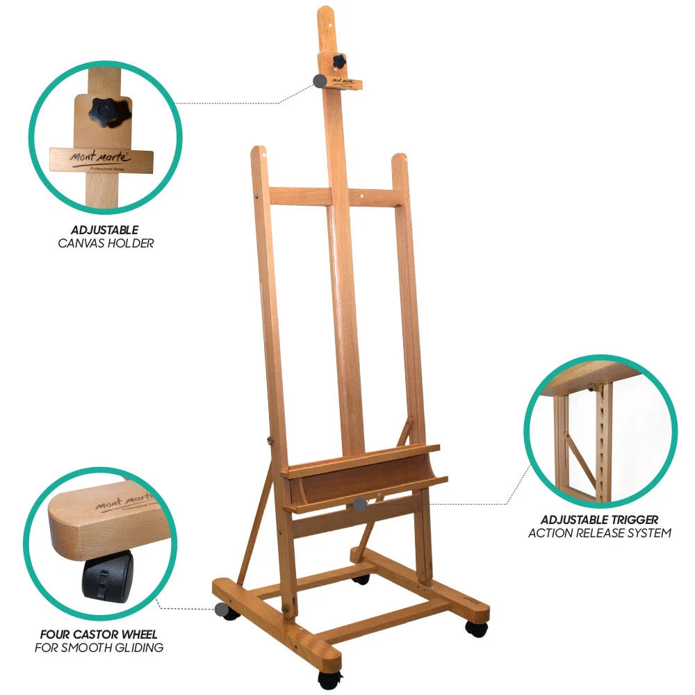 Large Studio Easel with castors - Image 8