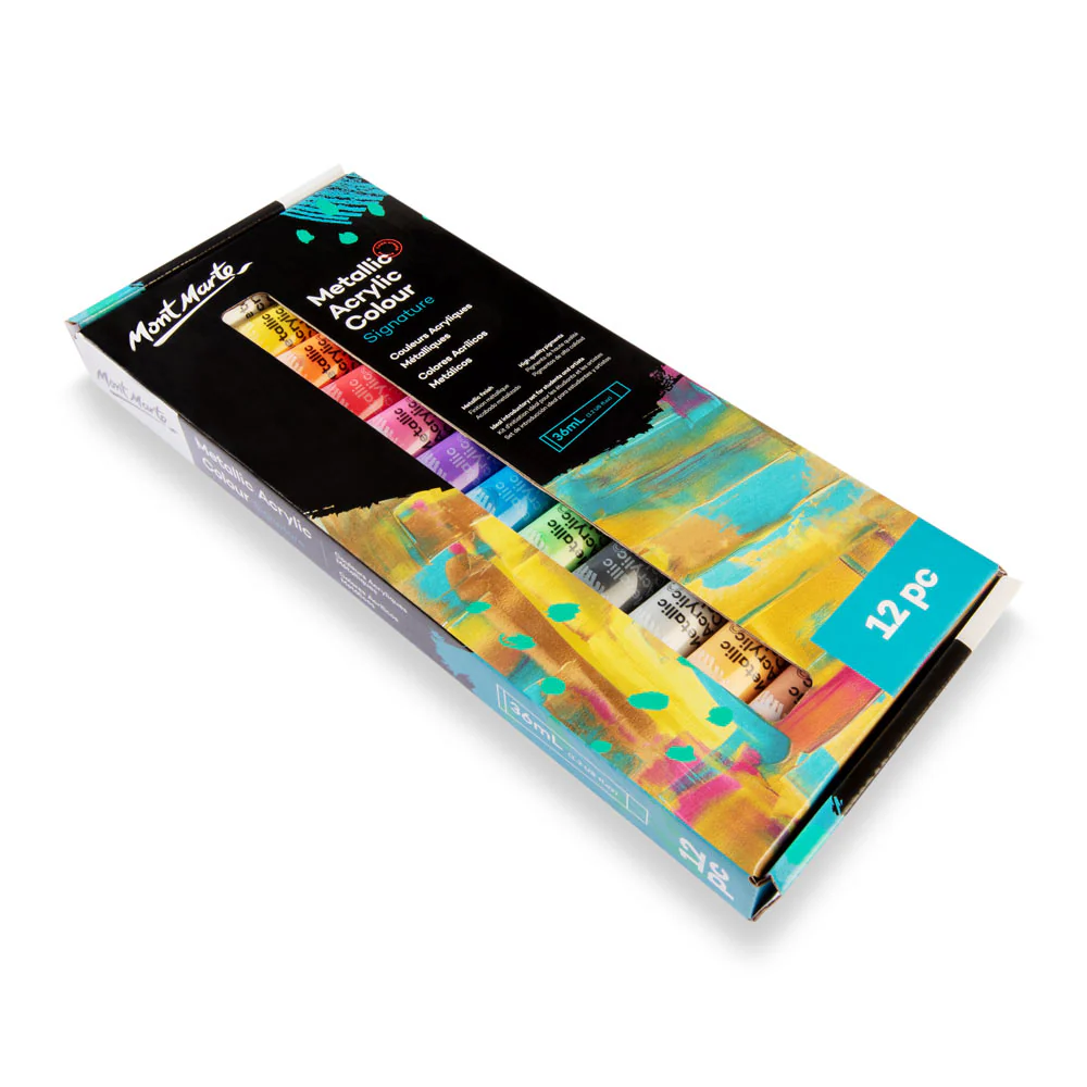 Metallic Acrylic Colour Paint Set Signature 12pc x 36ml - Image 3