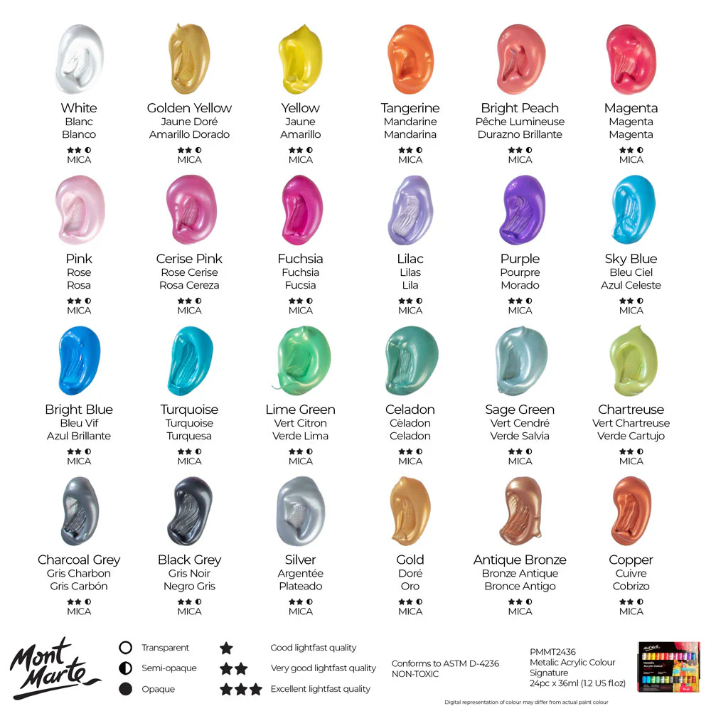 Metallic Acrylic Colour Paint Set Signature 24pc x 36ml - Image 11