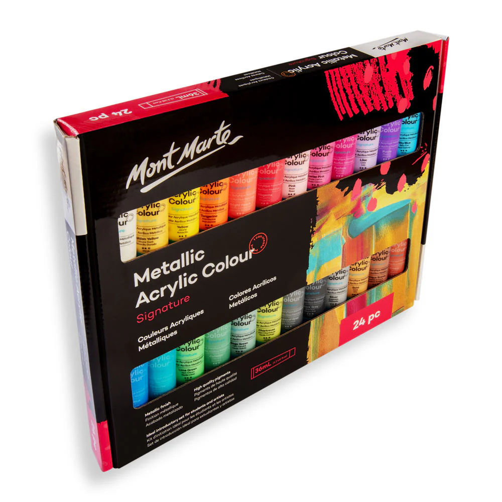 Metallic Acrylic Colour Paint Set Signature 24pc x 36ml - Image 3