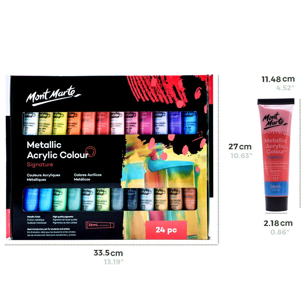 Metallic Acrylic Colour Paint Set Signature 24pc x 36ml - Image 5