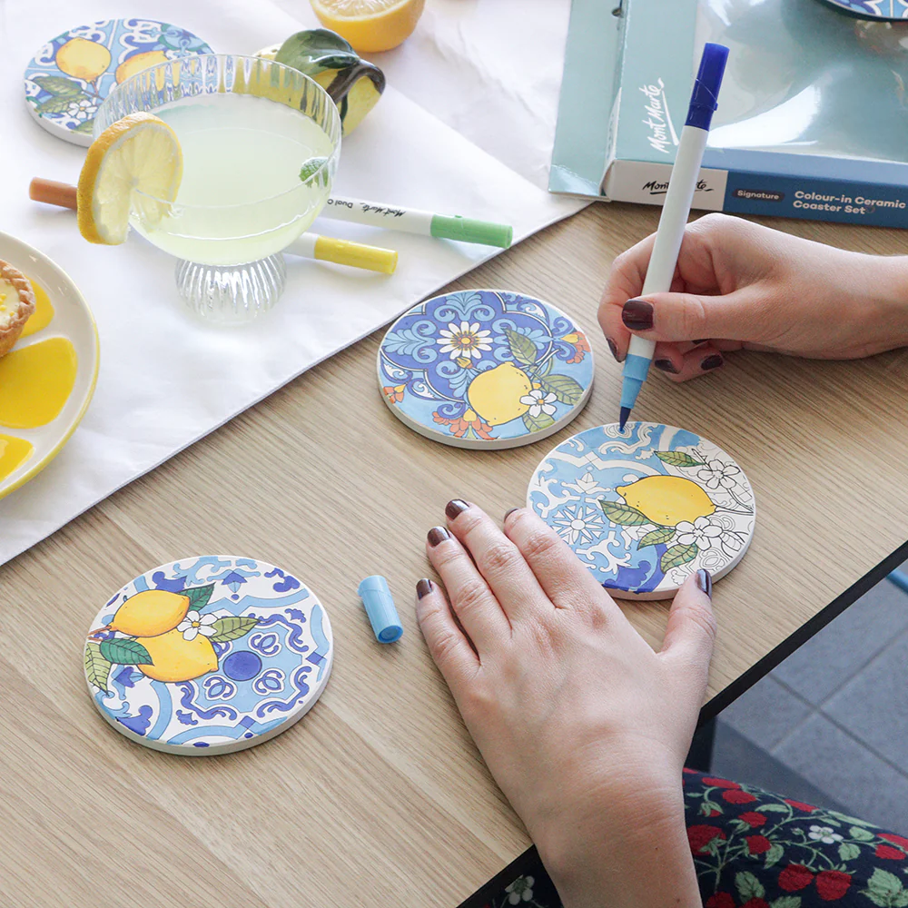 Colour-in Ceramic Coaster Set 7pc – Summer Coast - Image 5