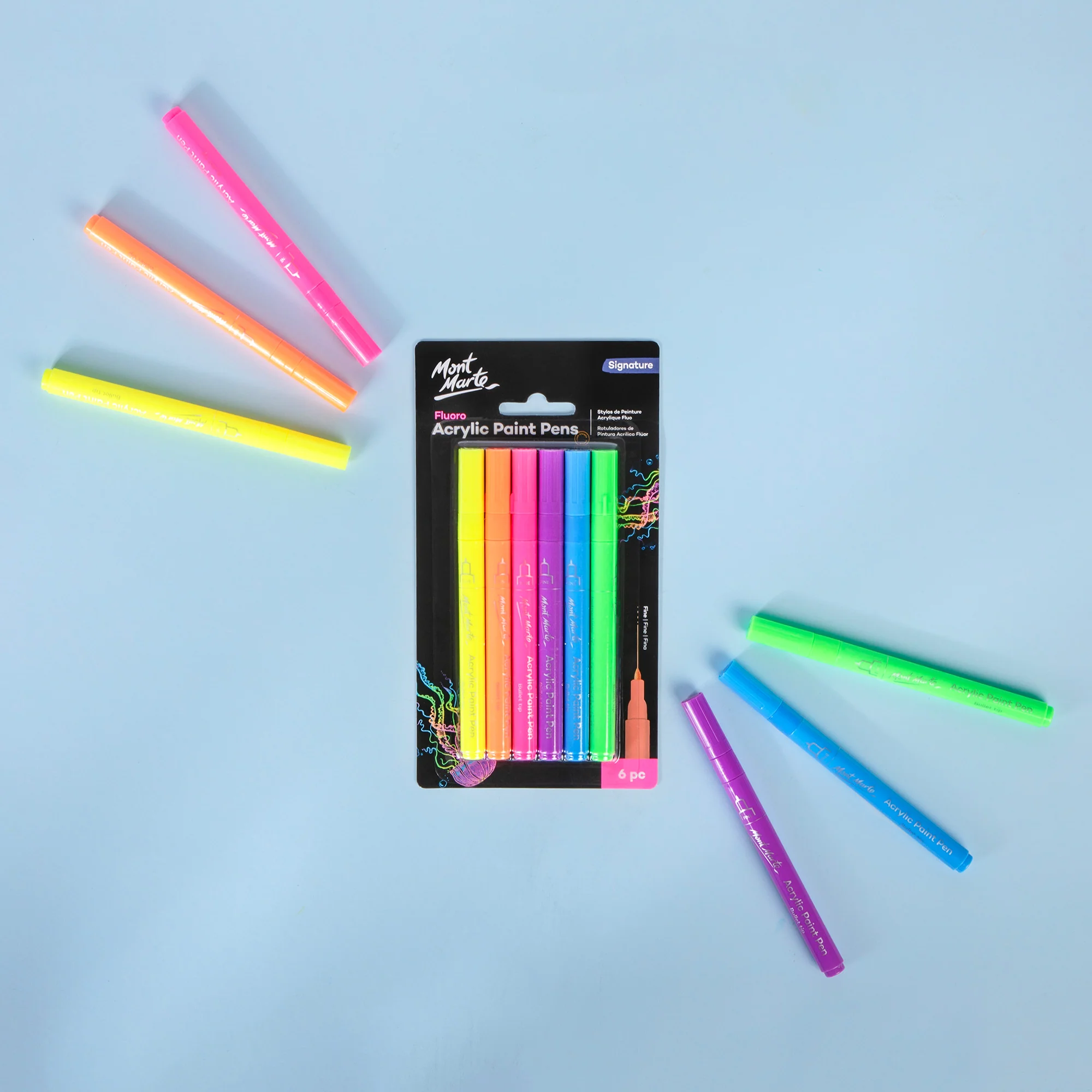 Fluoro Acrylic Paint Pens Fine Tip Signature 6pc - Image 4