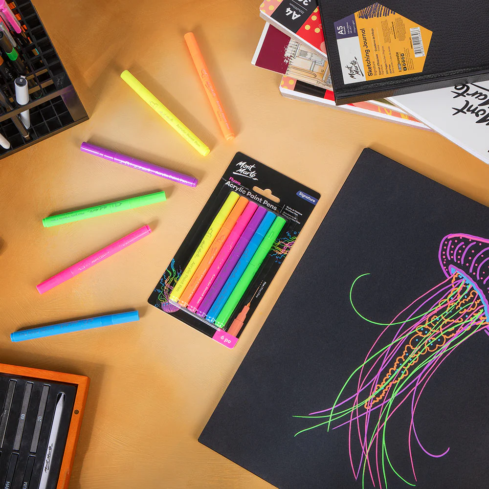 Fluoro Acrylic Paint Pens Fine Tip Signature 6pc - Image 9