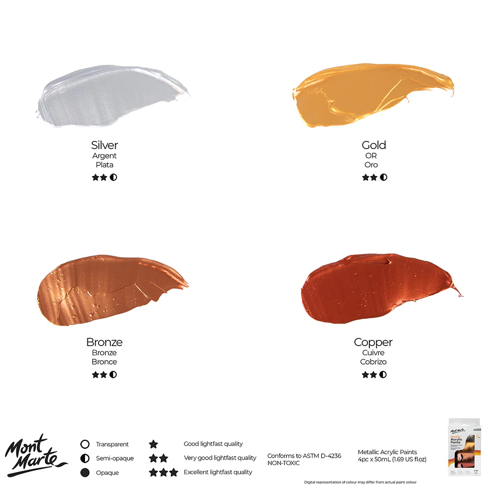 Metallic Acrylic Paint Set 4pc x 50ml - Image 14