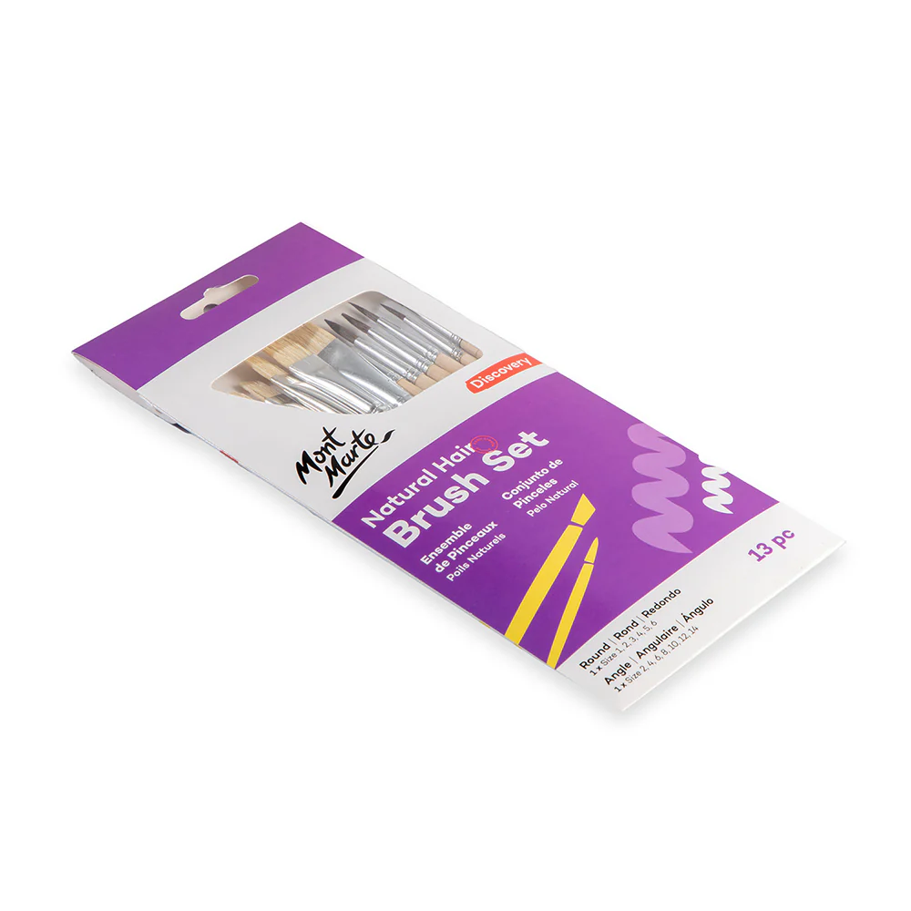 Natural Hair Art Brush Set Round and Angle Discovery 13pc - Image 3