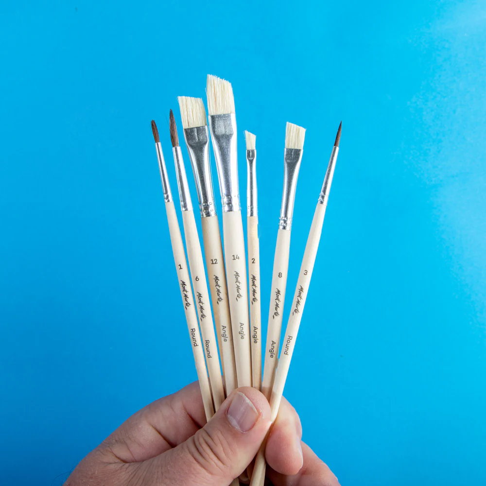 Natural Hair Art Brush Set Round and Angle Discovery 13pc - Image 5