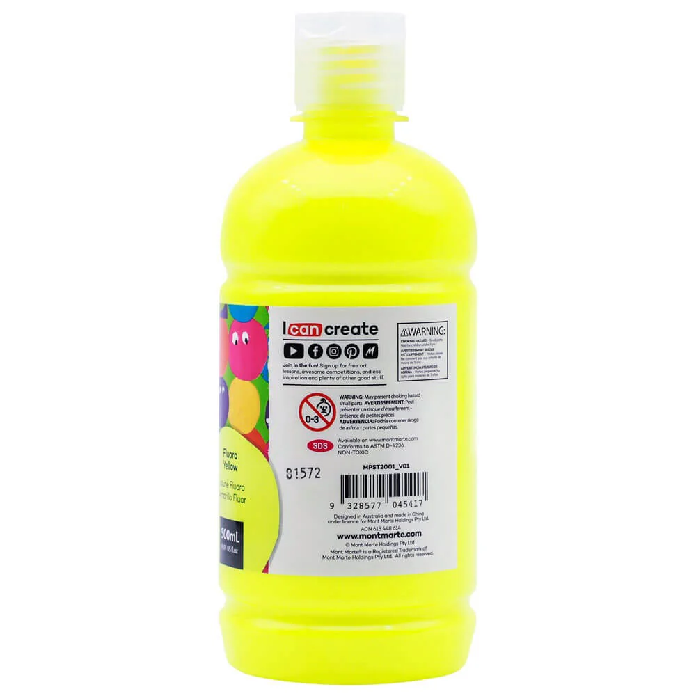 Poster Paint 500ml - Fluoro Yellow - Image 2