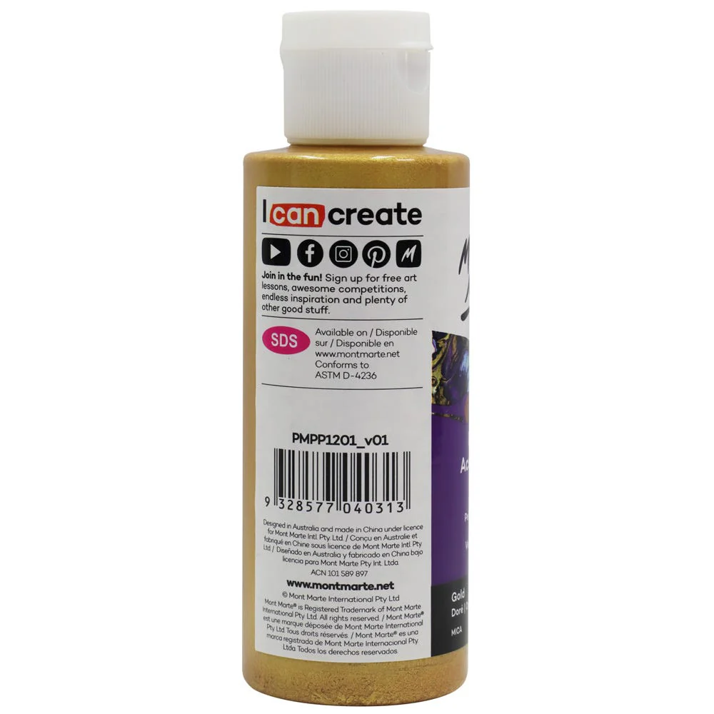 Pouring Acrylic Paint Premium 120ml Bottle - Gold - Image 2