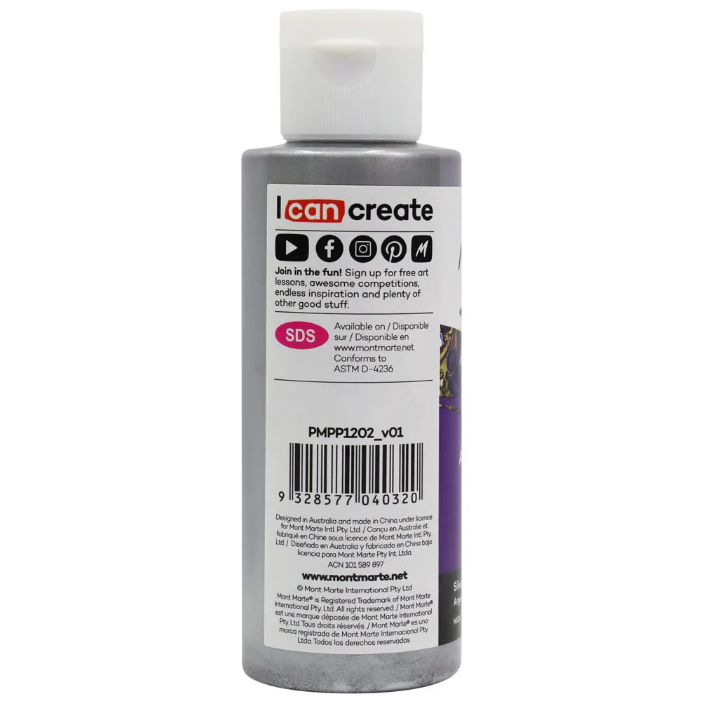 Pouring Acrylic Paint Premium 120ml Bottle - Silver - Image 2