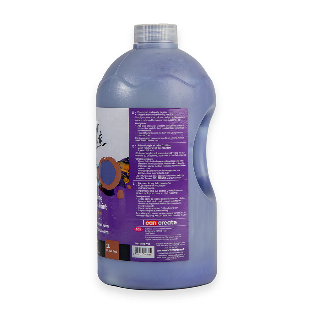 Pouring Acrylic Paint Premium 1L Bottle - Dark Purple - Image 3