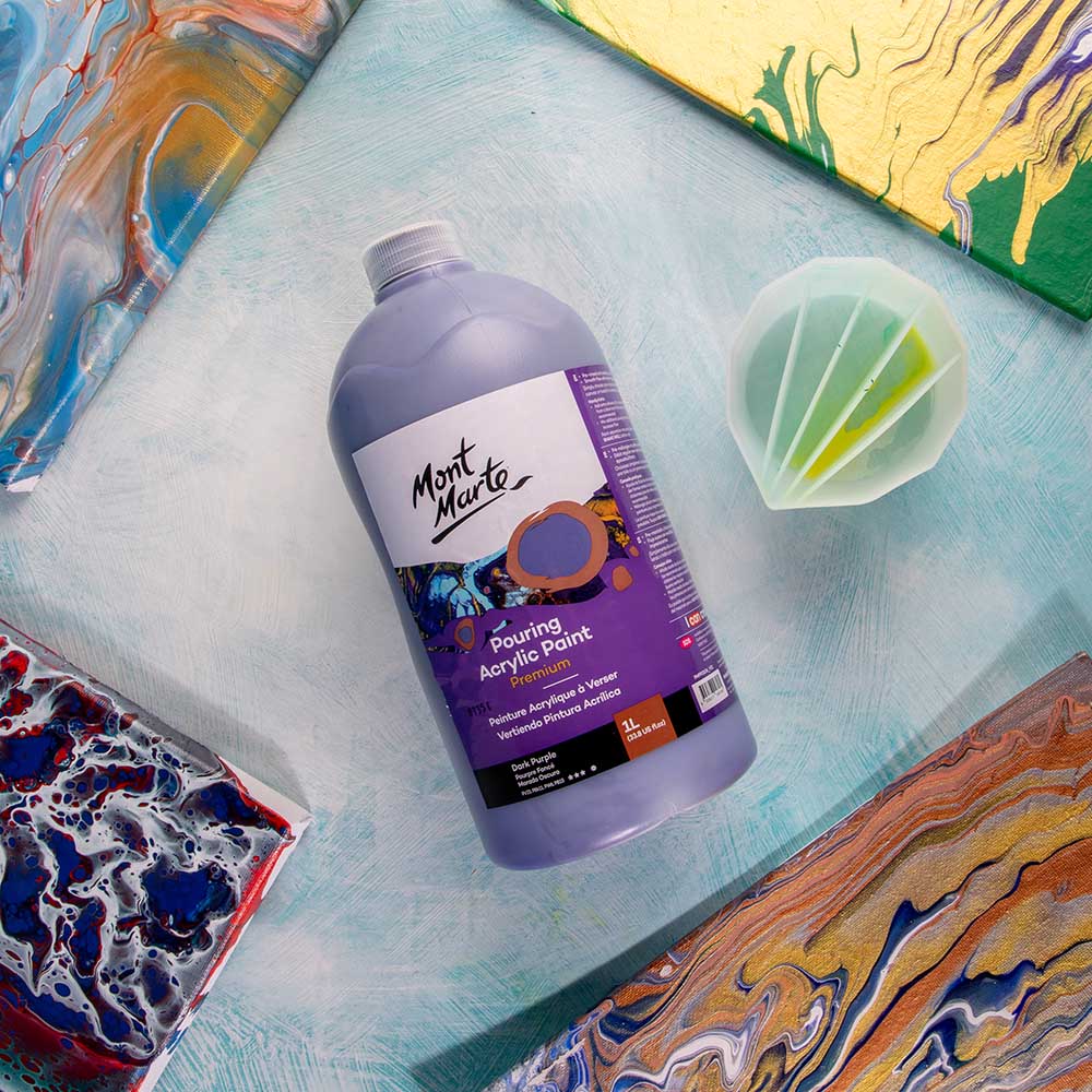 Pouring Acrylic Paint Premium 1L Bottle - Dark Purple - Image 8