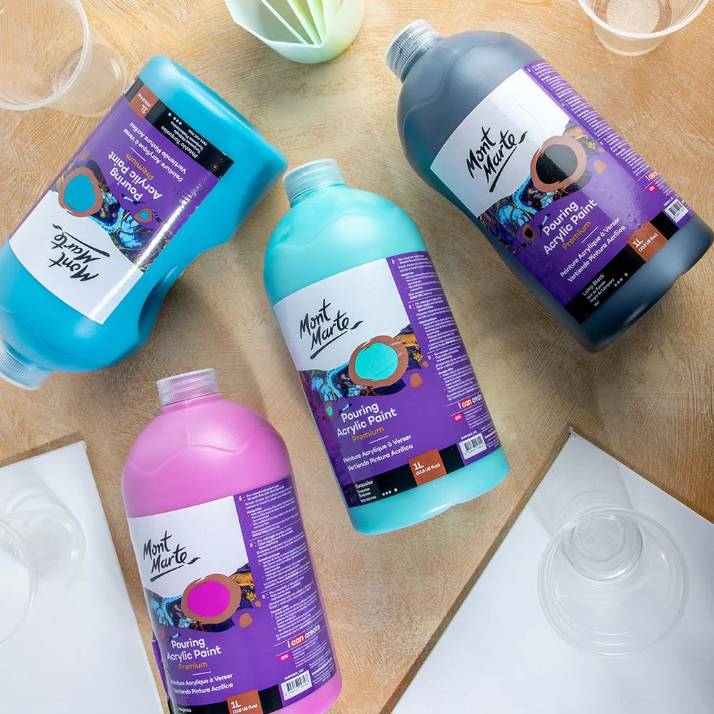 Pouring Acrylic Paint Premium 1L Bottle - Lamp Black - Image 8