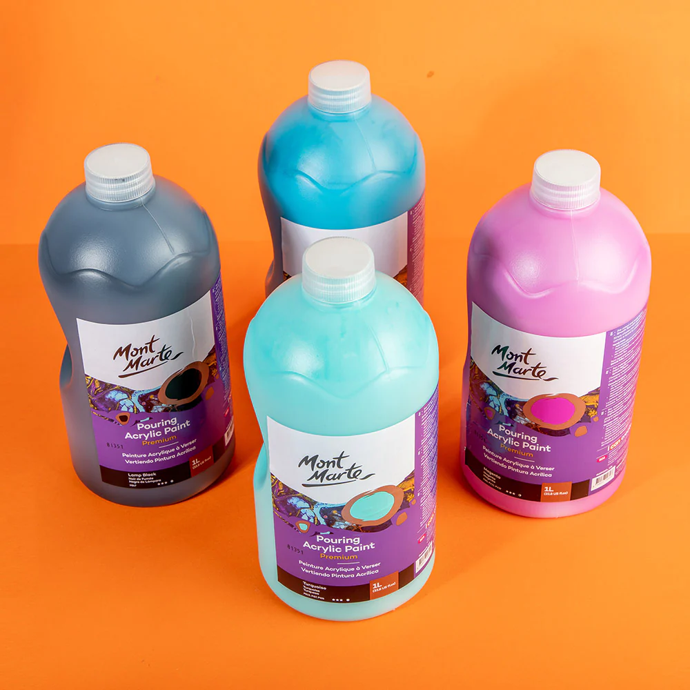 Pouring Acrylic Paint Premium 1L Bottle - Lamp Black - Image 9