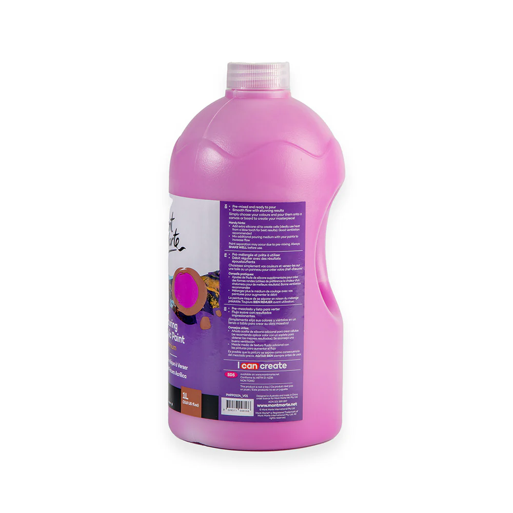 Pouring Acrylic Paint Premium 1L Bottle - Magenta - Image 3