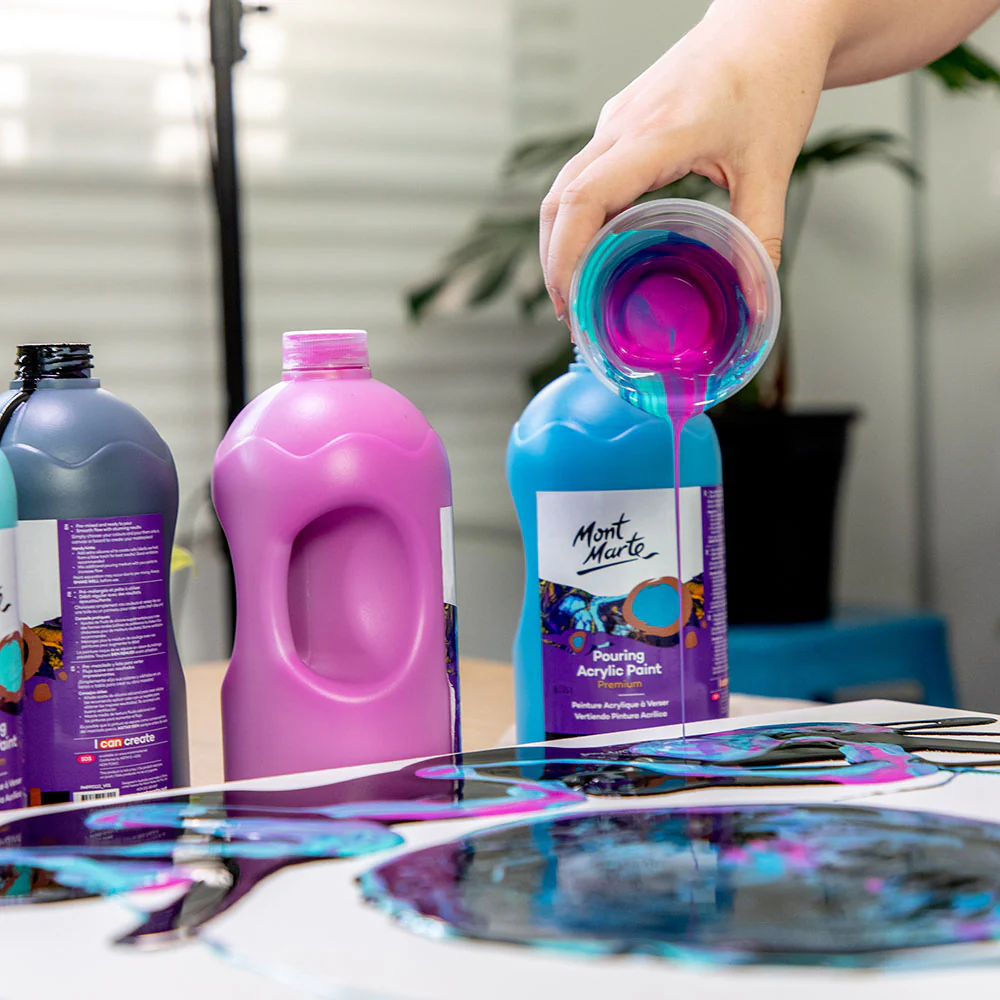 Pouring Acrylic Paint Premium 1L Bottle - Magenta - Image 6