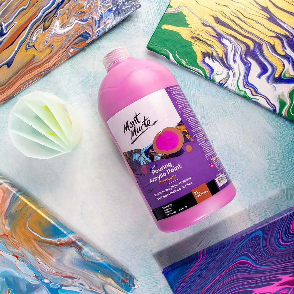 Pouring Acrylic Paint Premium 1L Bottle - Magenta - Image 8