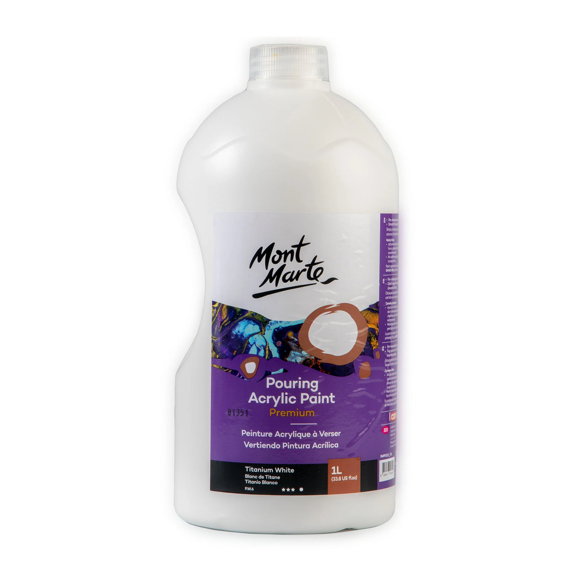 Pouring Acrylic Paint Premium 1L Bottle - Titanium White