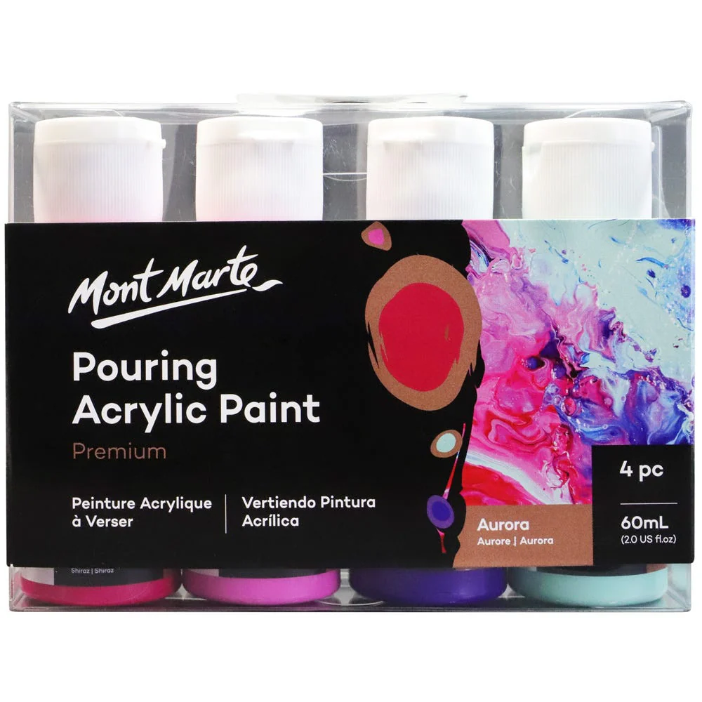 Pouring Acrylic Paint Set Premium 4pc x 60ml -  Aurora