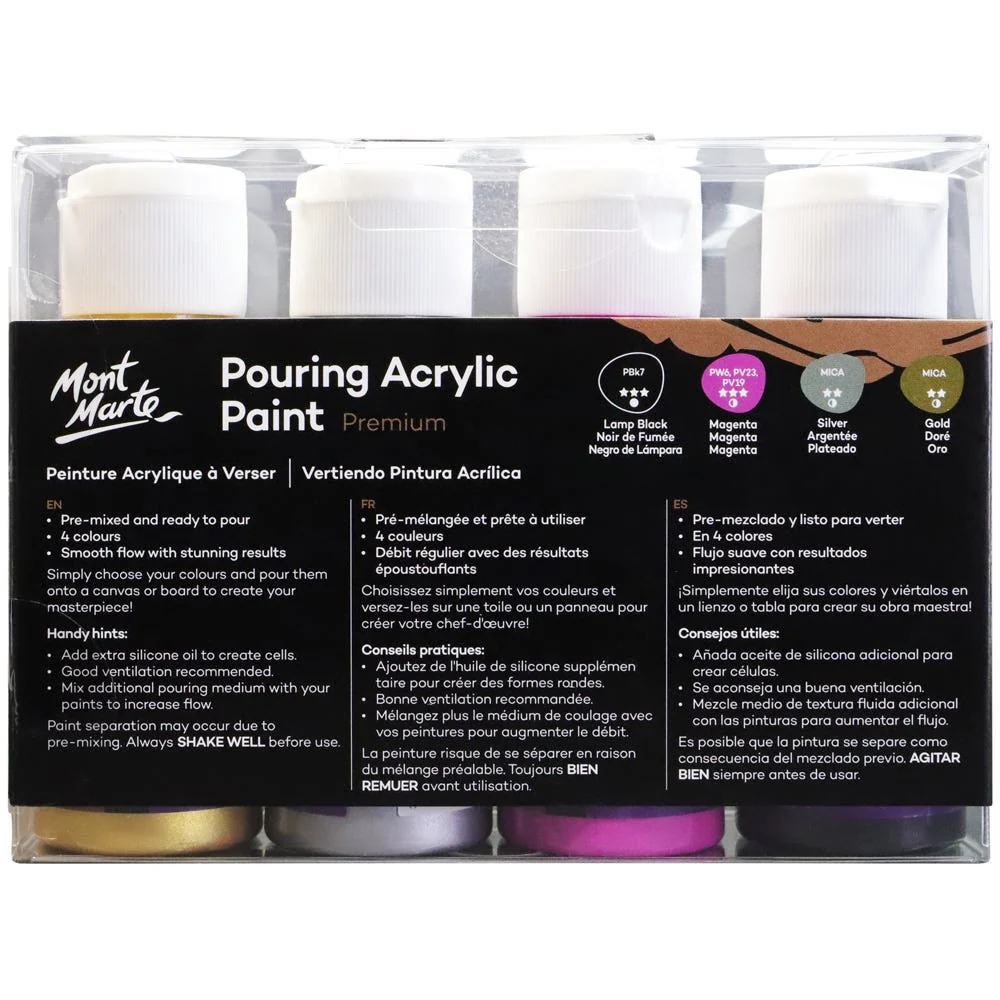 Pouring Acrylic Paint Set Premium 4pc x 60ml - Cosmic - Image 2