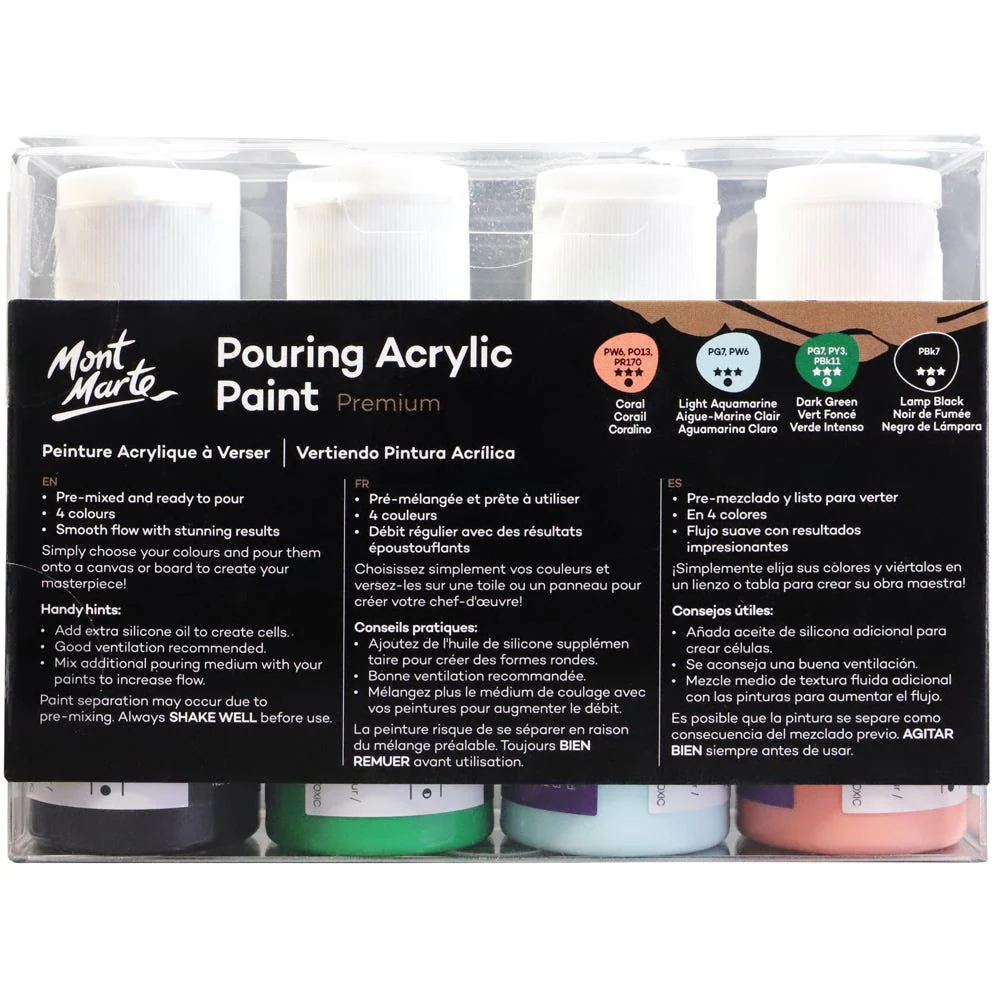 Pouring Acrylic Paint Set Premium 4pc x 60ml - Rainforest - Image 2