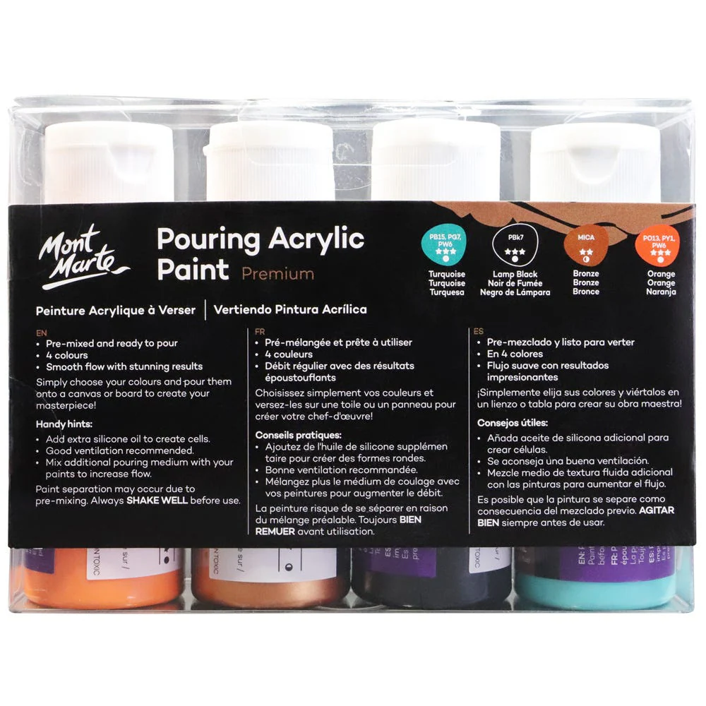 Pouring Acrylic Paint Set Premium 4pc x 60ml - Symphony - Image 2