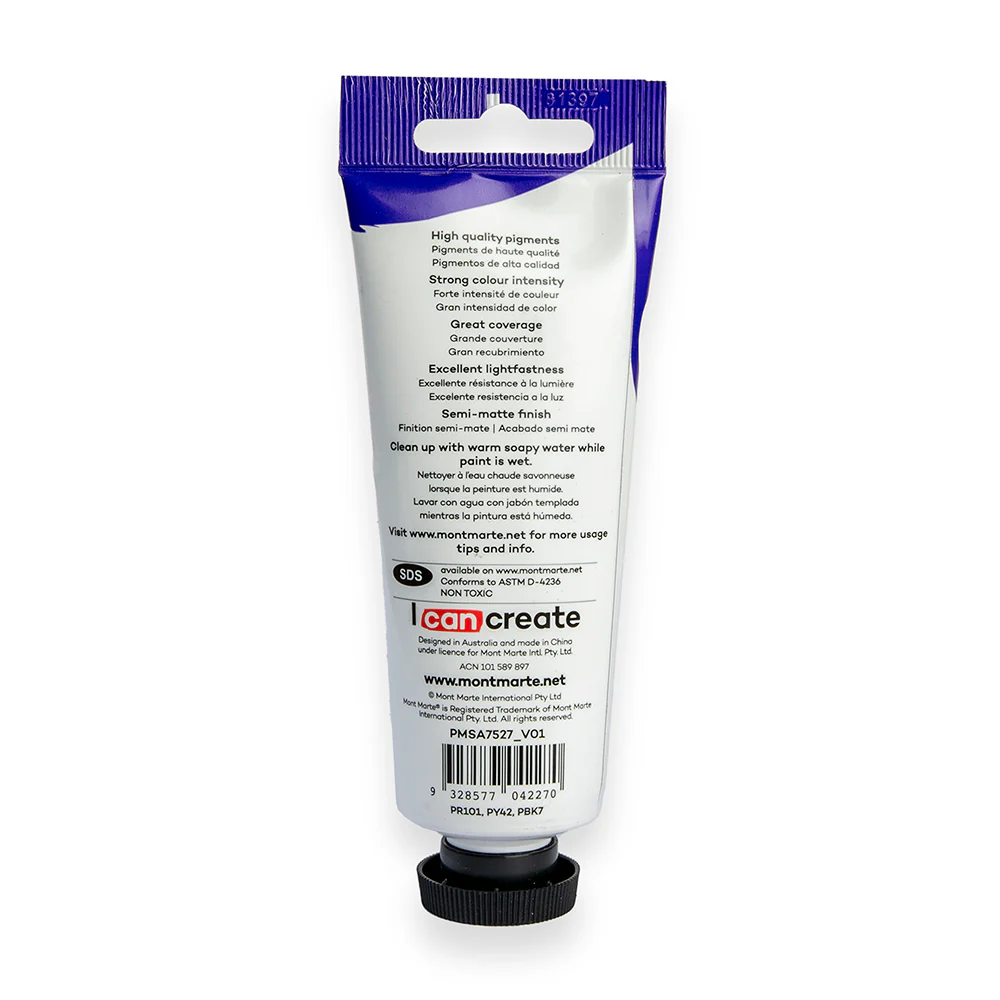 Satin Acrylic Paint Premium 75ml Tube - Burnt Umber - Image 3