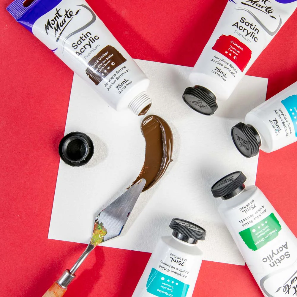 Satin Acrylic Paint Premium 75ml Tube - Burnt Umber - Image 5