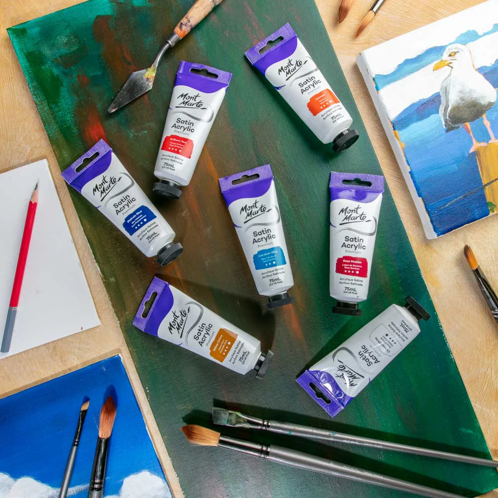 Satin Acrylic Paint Premium 75ml Tube - Cerulean Blue - Image 6