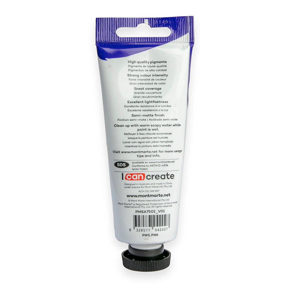 Satin Acrylic Paint Premium 75ml Tube - Chinese White - Image 3