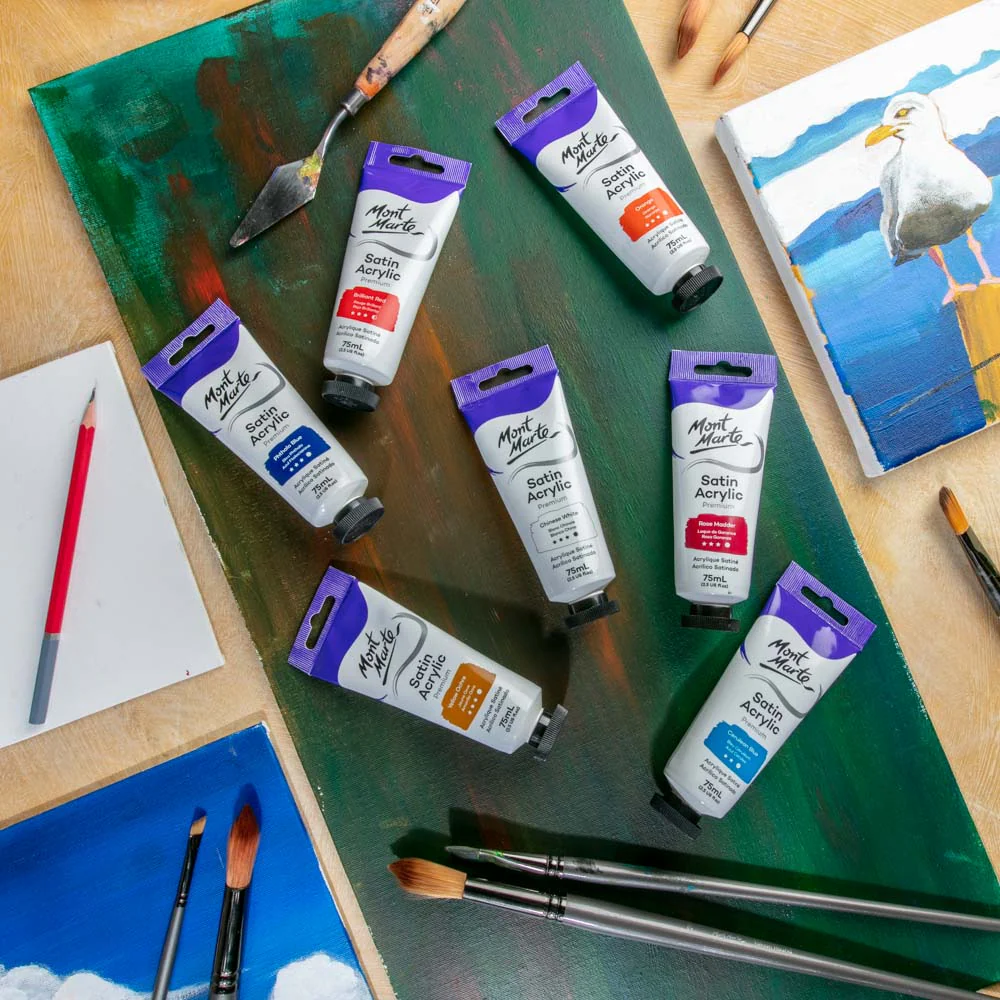 Satin Acrylic Paint Premium 75ml Tube - Chinese White - Image 6
