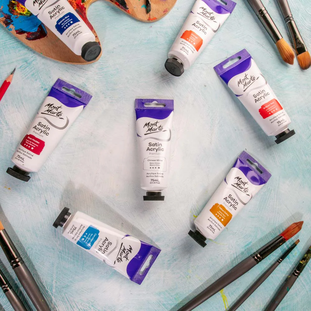 Satin Acrylic Paint Premium 75ml Tube - Chinese White - Image 8