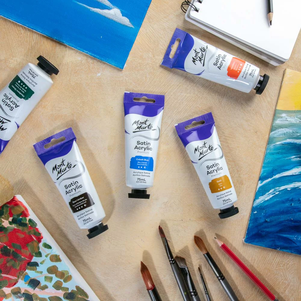 Satin Acrylic Paint Premium 75ml Tube - Cobalt Blue - Image 6