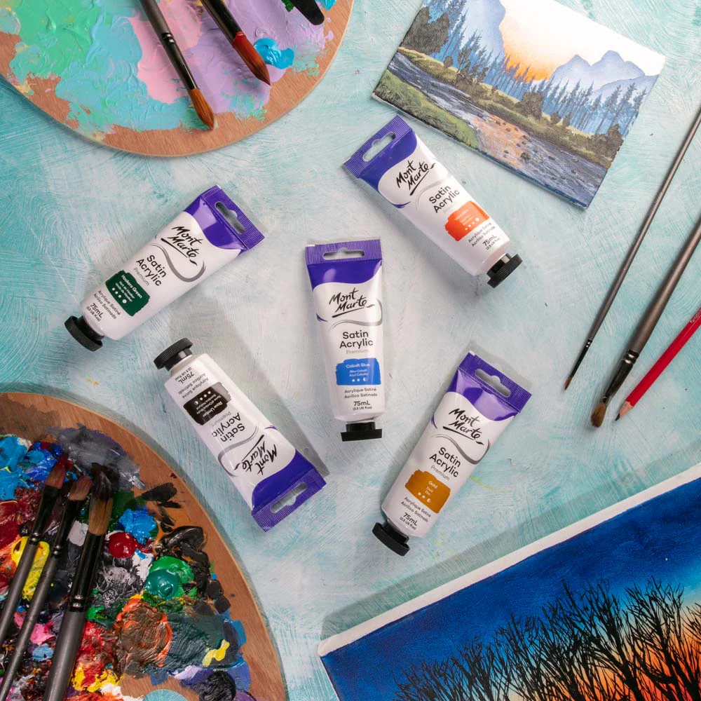Satin Acrylic Paint Premium 75ml Tube - Cobalt Blue - Image 8