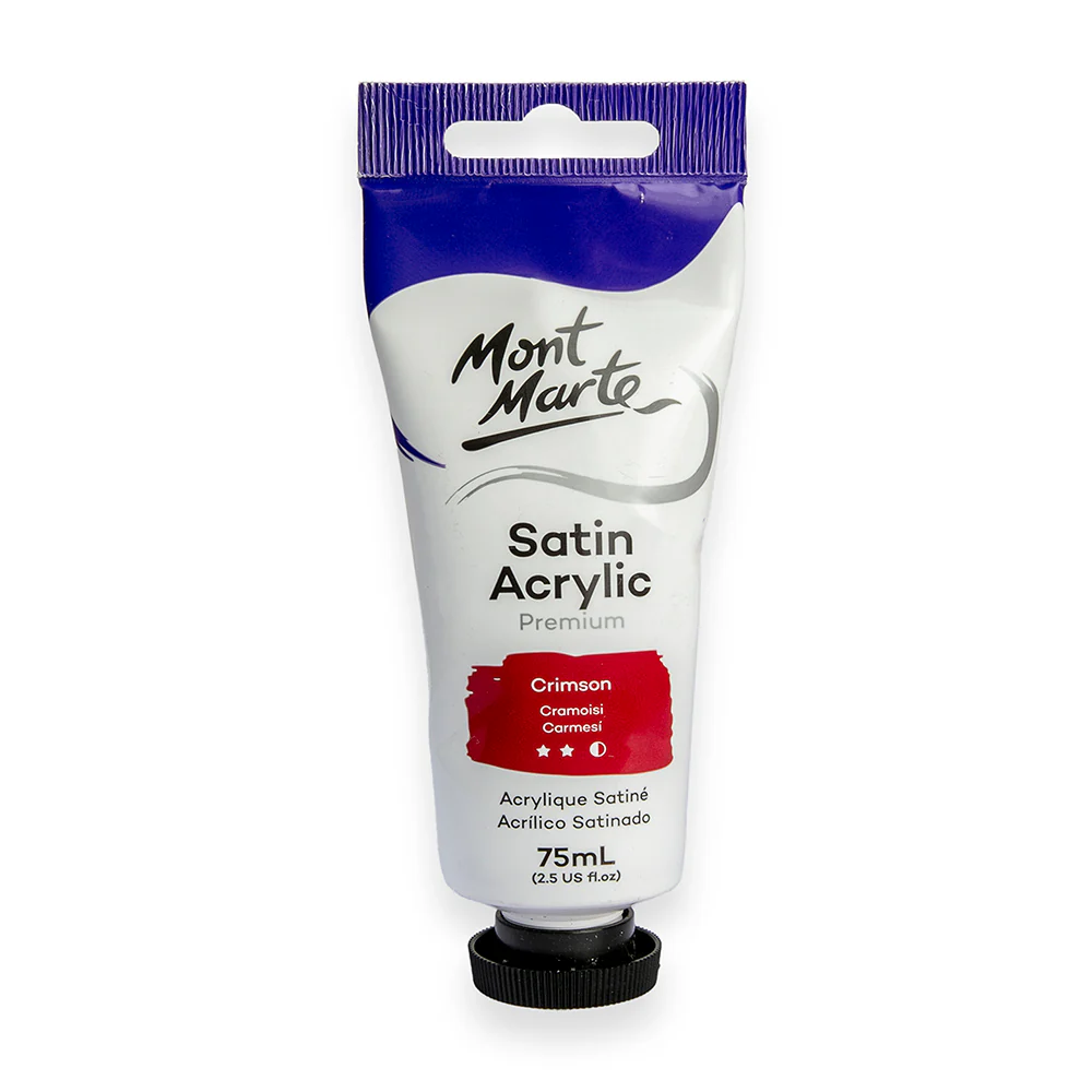 Satin Acrylic Paint Premium 75ml Tube - Crimson