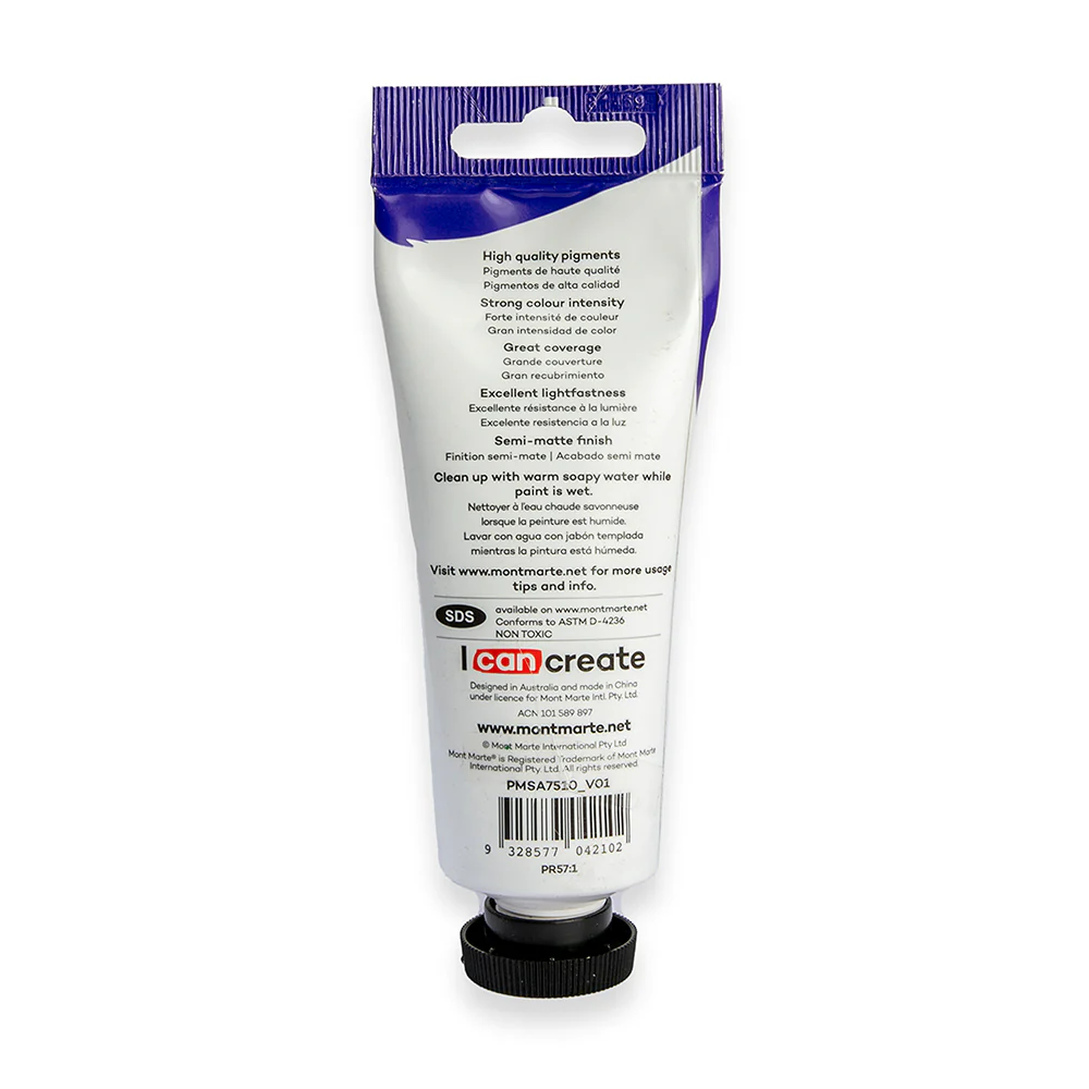 Satin Acrylic Paint Premium 75ml Tube - Crimson - Image 3