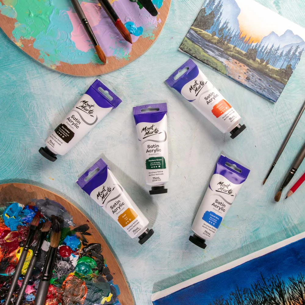 Satin Acrylic Paint Premium 75ml Tube - Hookers Green - Image 8