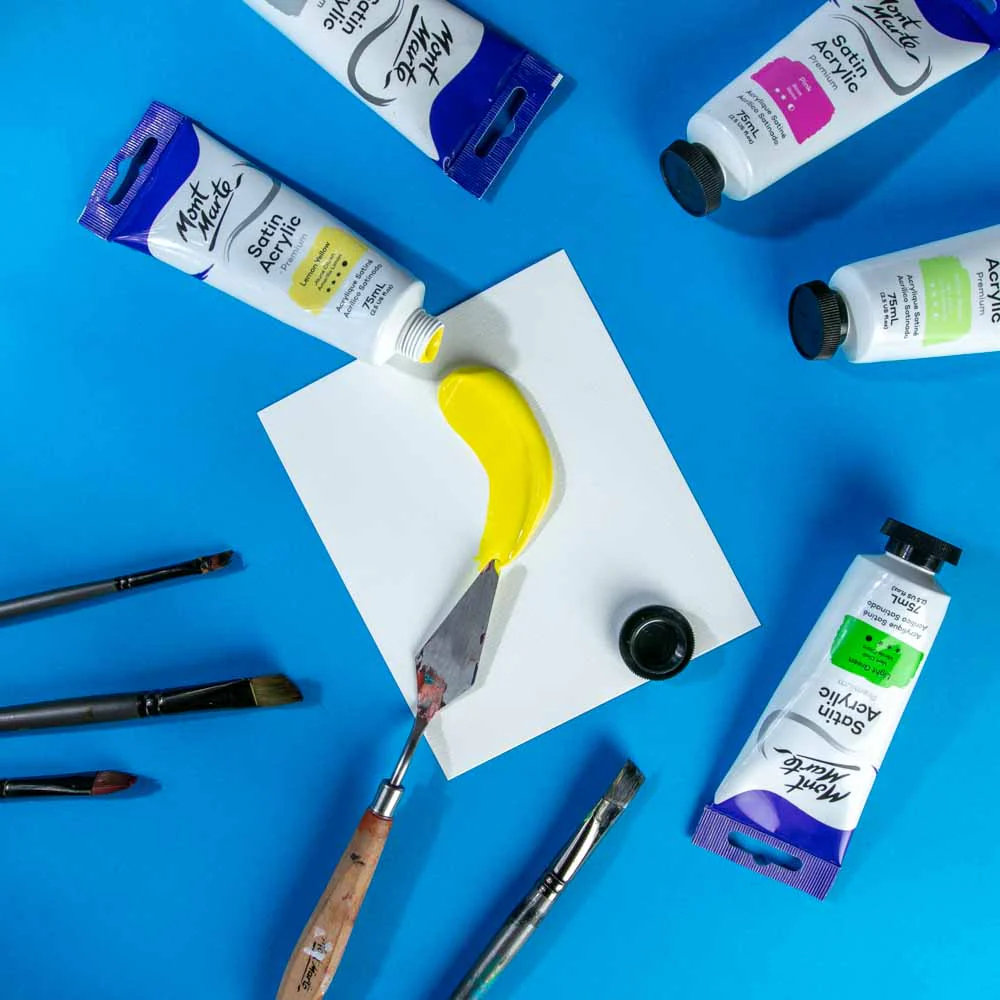 Satin Acrylic Paint Premium 75ml Tube - Lemon Yellow - Image 5