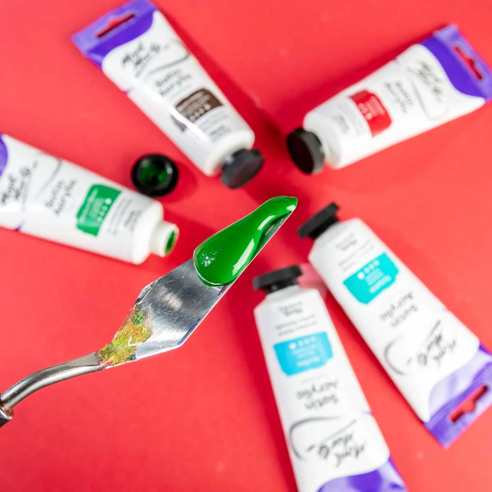 Satin Acrylic Paint Premium 75ml Tube - Medium Green - Image 7