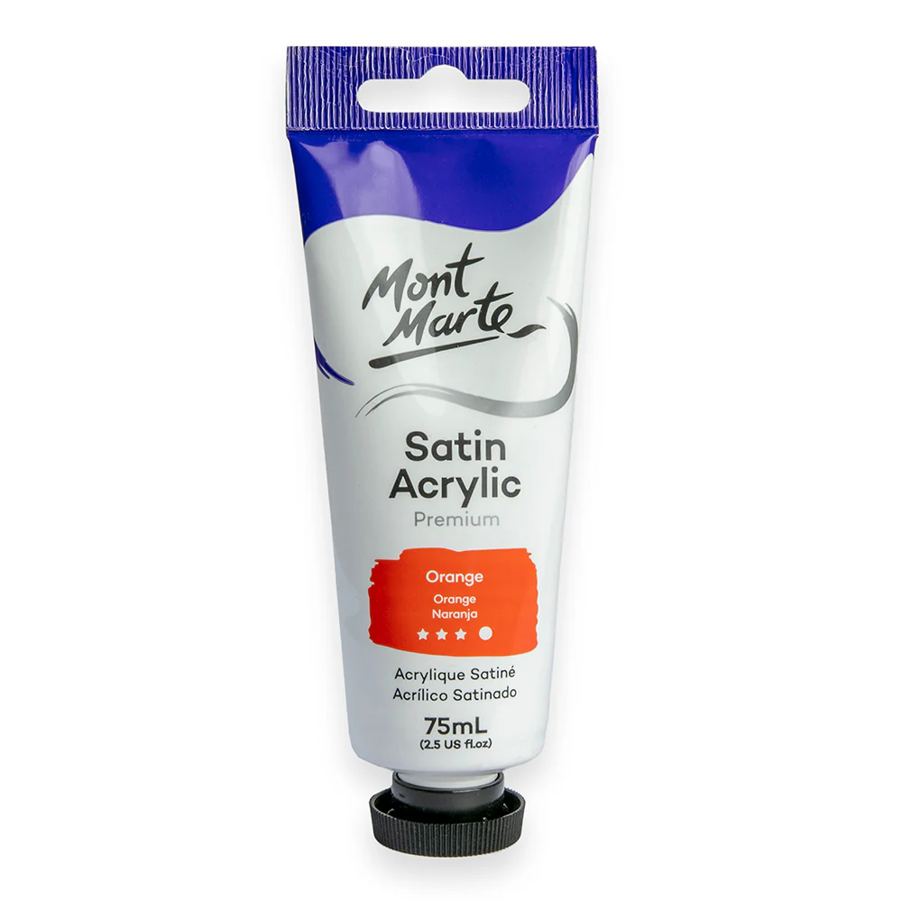 Satin Acrylic Paint Premium 75ml Tube - Orange