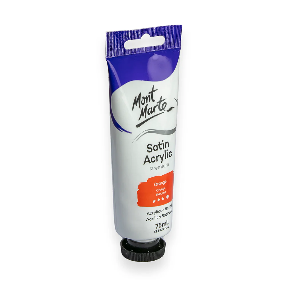 Satin Acrylic Paint Premium 75ml Tube - Orange - Image 2