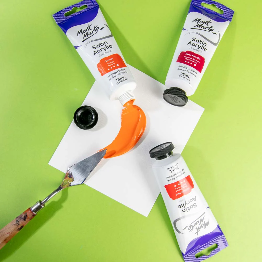 Satin Acrylic Paint Premium 75ml Tube - Orange - Image 5
