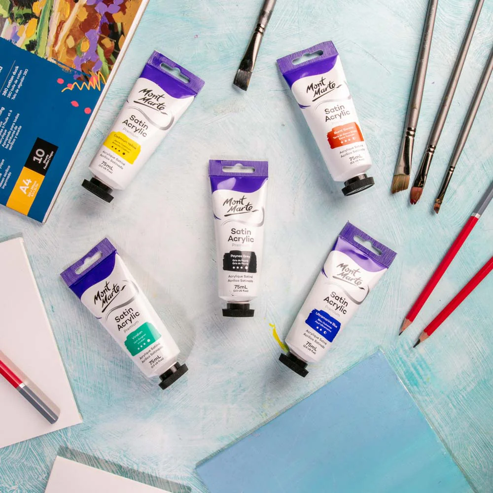 Satin Acrylic Paint Premium 75ml Tube - Paynes Grey - Image 6