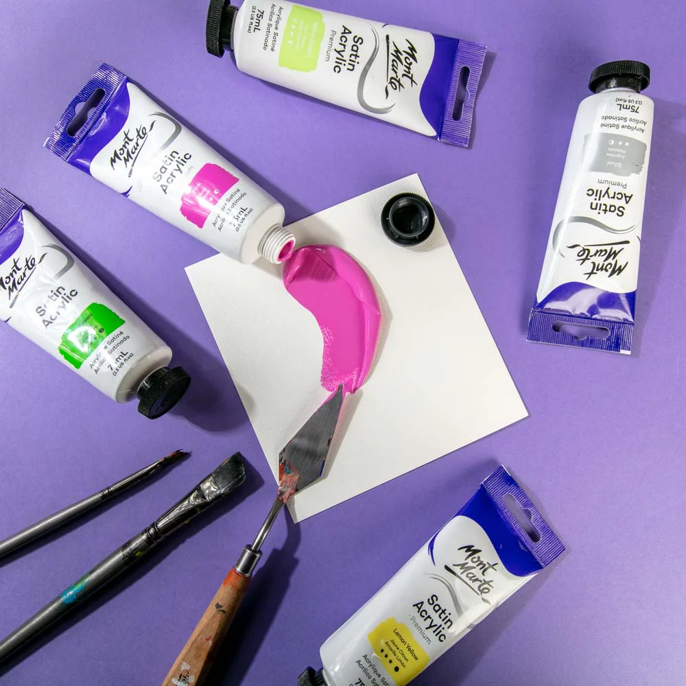 Satin Acrylic Paint Premium 75ml Tube - Pink - Image 5
